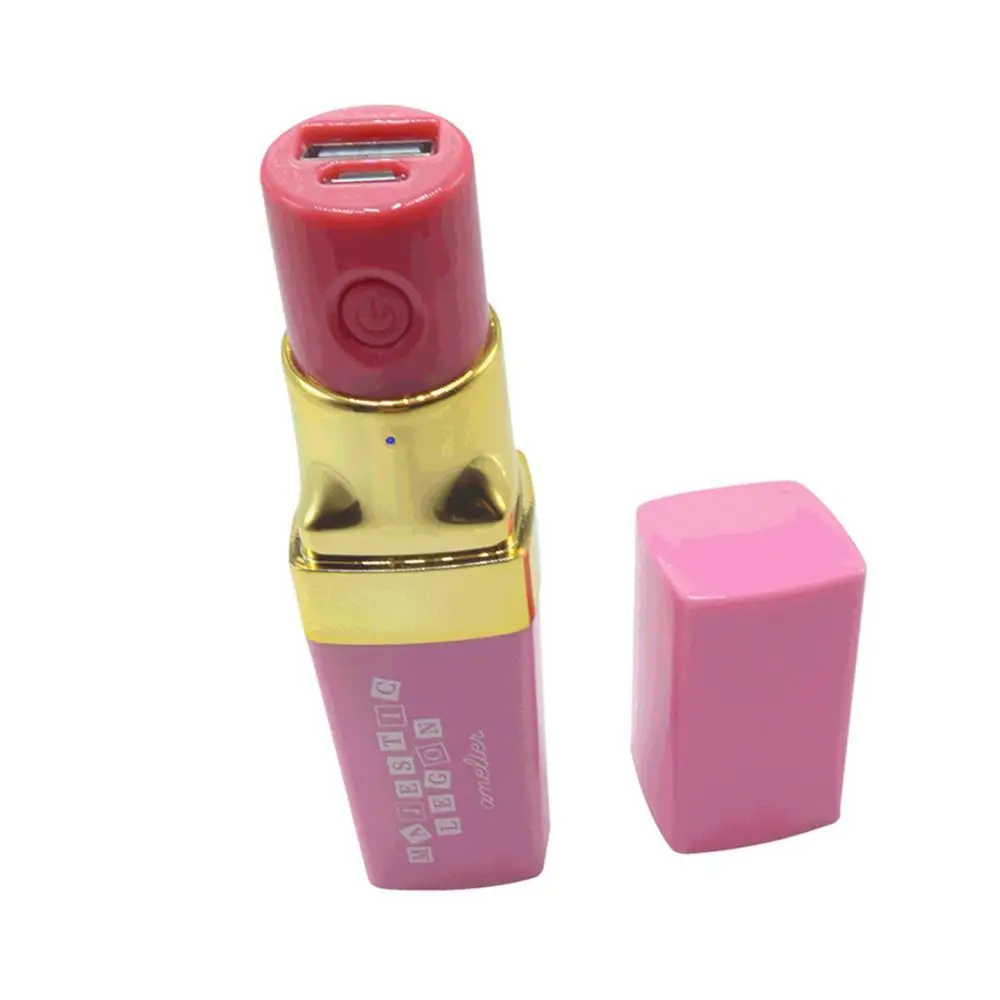 

Best selling products 2021 in europe Support Custom Mini Lipstick Shaped Power Bank 2000mAh, Black, pink