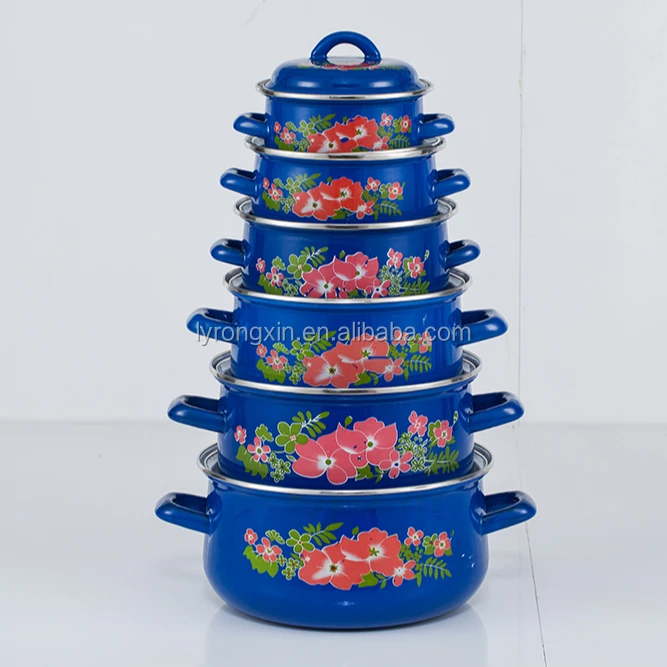 
Enamel Casserole Cookware Sets Cooking Pot Ceramic Dinner Plate Sets 