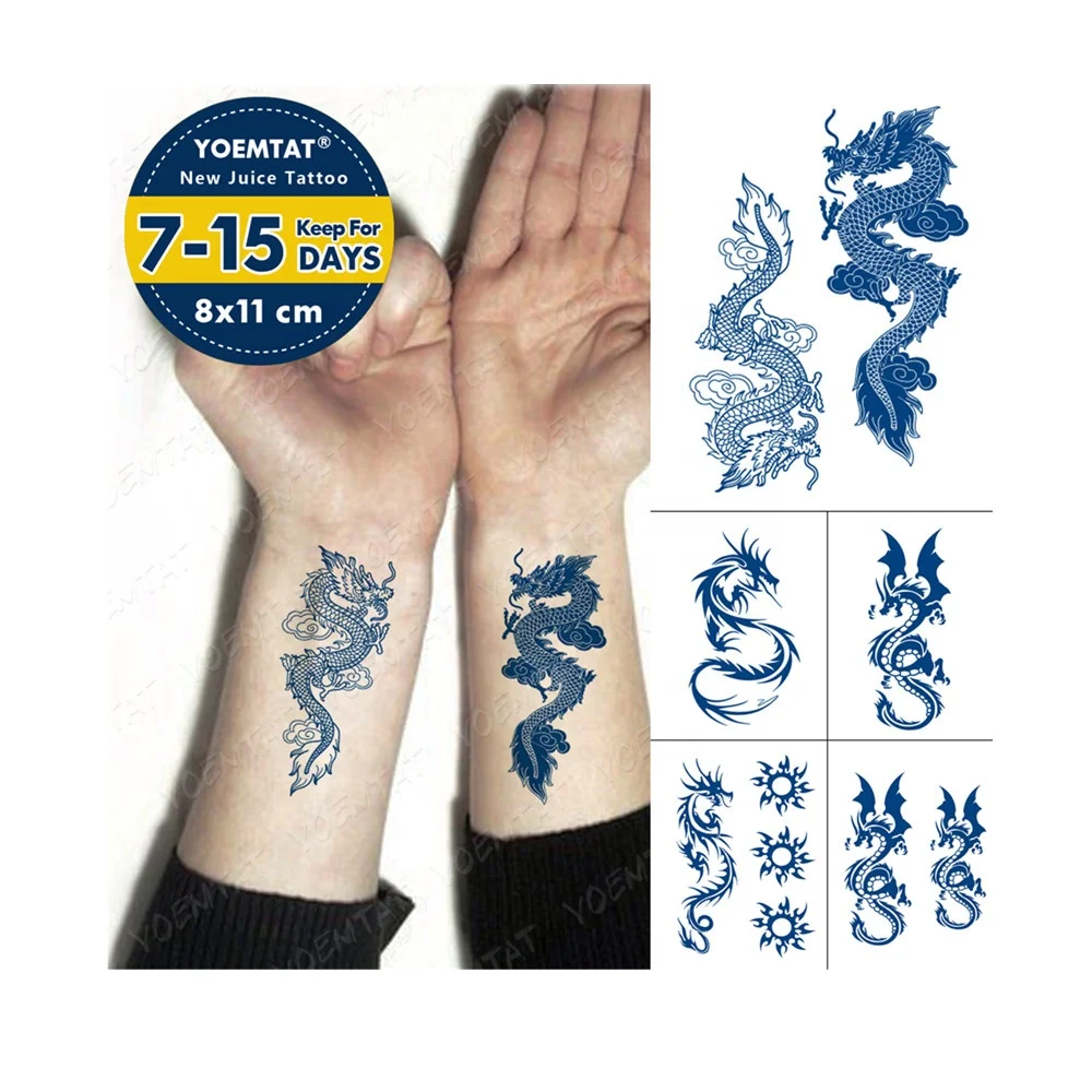 

2021 hot deals Juice ink 2 weeks last Waterproof Temporary Tattoo Sticker, Cmyk