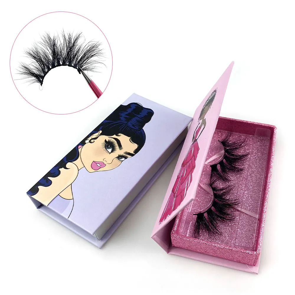 

Private Label Super Fluffy 3d Long Lashes New Style Whispy 25mm Mink Lshes Eyelashes With Custom Packaging, Natural black