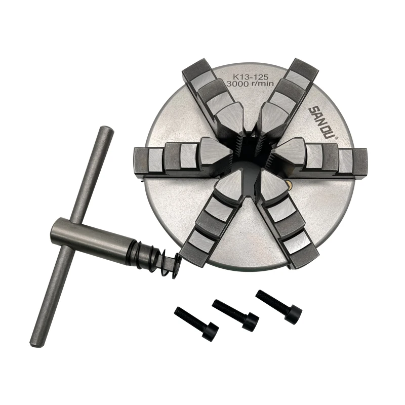 SANOU 6 jaw self centering chuck K13-125 manual metal lathe chuck diameter 125mm K13-125 for mini lathe