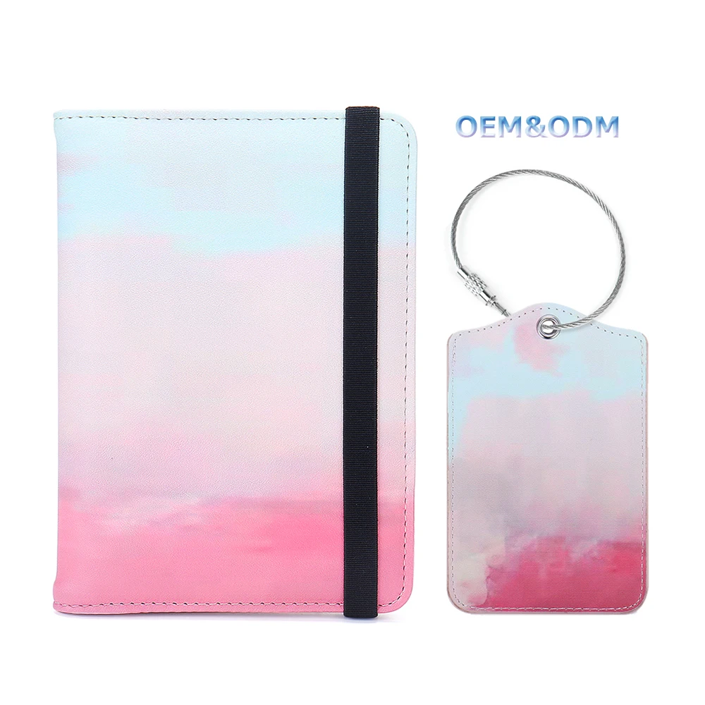 

Custom Personalized Leather Engravable Luggage Tag Passport Wallet Cover Holder And Luggage Tag Passport Holder Set