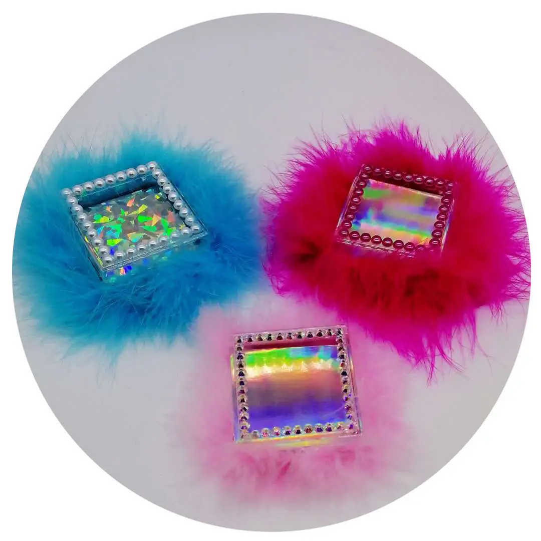 

Square  fur Bling Diamond lash case Glitter 3D mink Eyelash Box packaging Rhinestones empty wholesale
