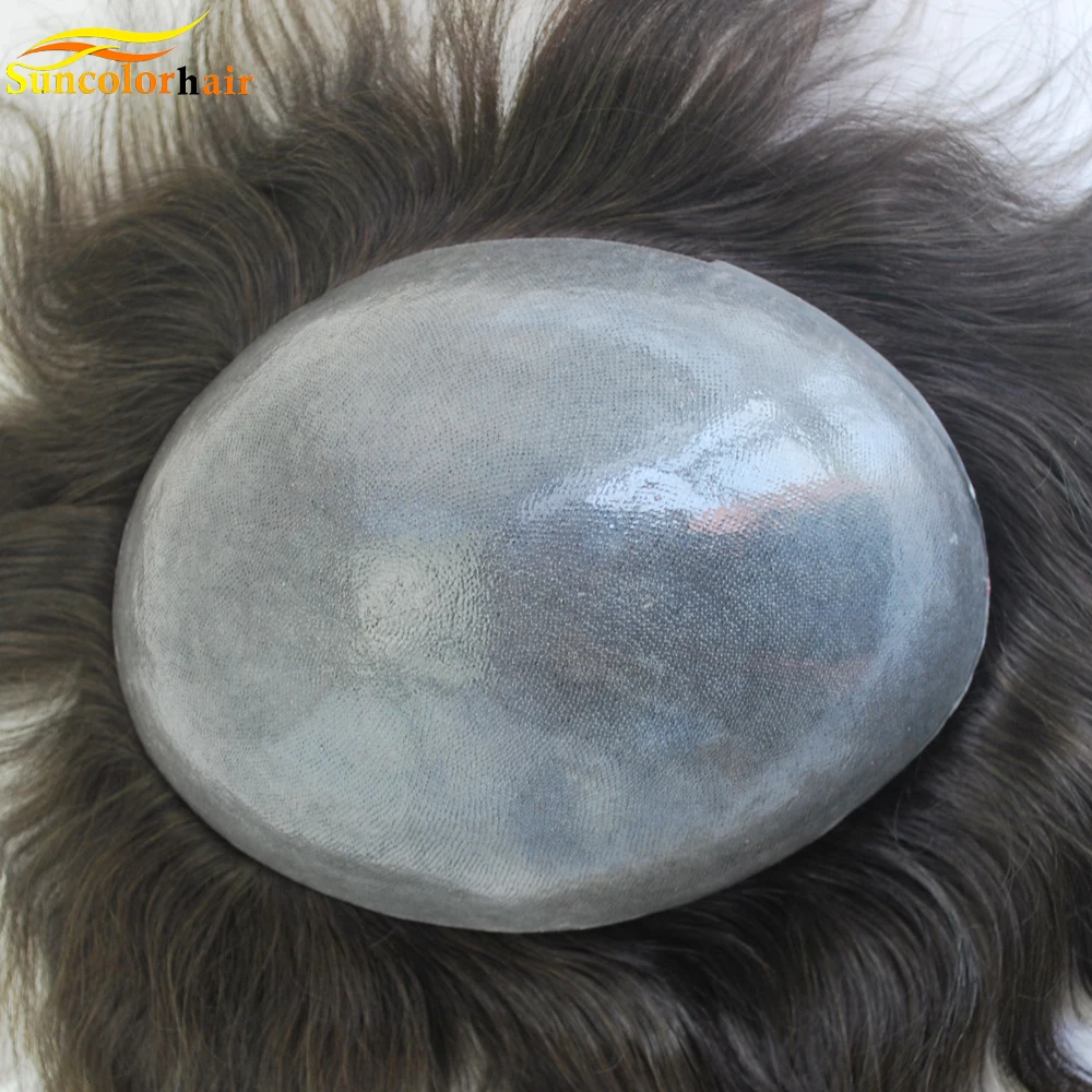 

Super Invisible Thin Skin Mens Toupee pu injection knots cheap hair system and hair patch