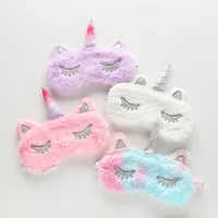 

New style four colors eye mask cartoon silver horn plush kids sleep shade eye mask for gift