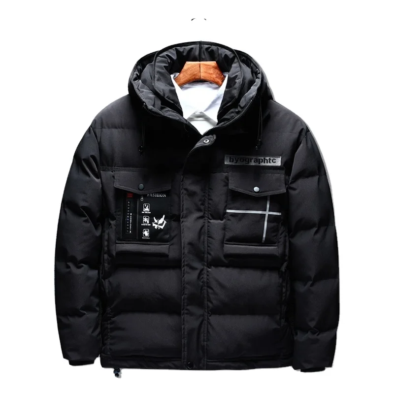 

Warm Jacket Winter Custom Printed Logo Parka Down Clothing Men OEM Customized Shell Feather Style Time Hooded Zipper