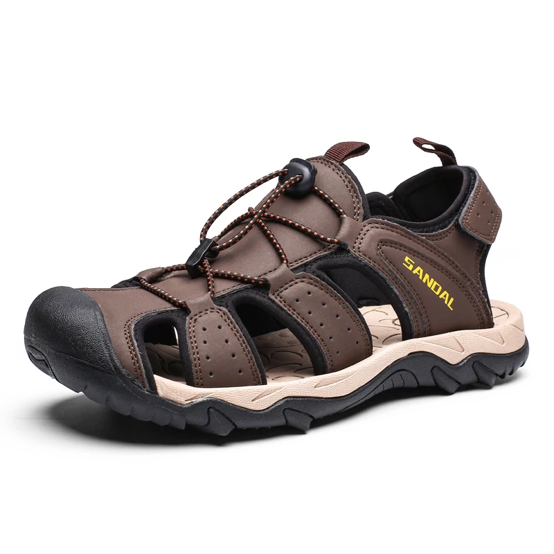 

Men Flat Hard-wearing Quick-drying Breathable Light Weight Leather Sandals