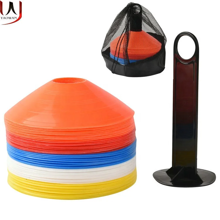 durable soft soccer football training agility disc cones marker cones soccer cones packing 50pcs per set with carrying bag