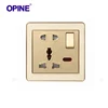 Universal Outlet Wall Decorative Multifunction Receptacle 5 Pin Plug PC Gold Color Socket With On Off Switch