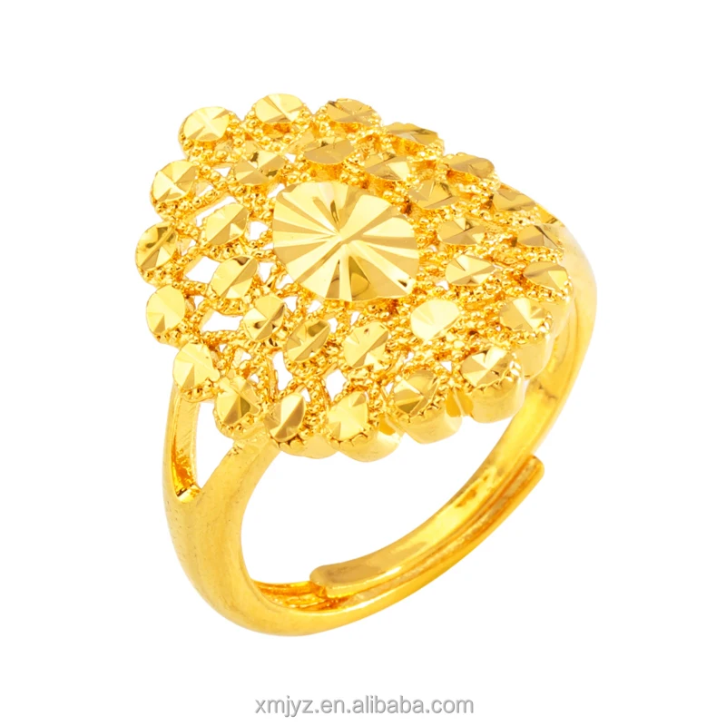 

Cross-Border Sand Gold Ring Female Oval Rice Pattern Alloy Diamond Ring Gold-Plated Simple Open Ring Jewelry