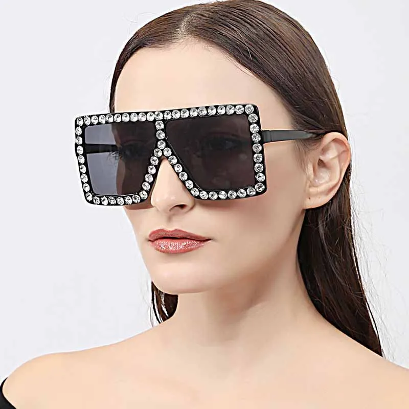 

Big Frame Square Diamond Sunglasses Women Luxury Brand Fashion Exaggerated Pink Oversized Female Sun Glasses UV400 Oculos, Customized color