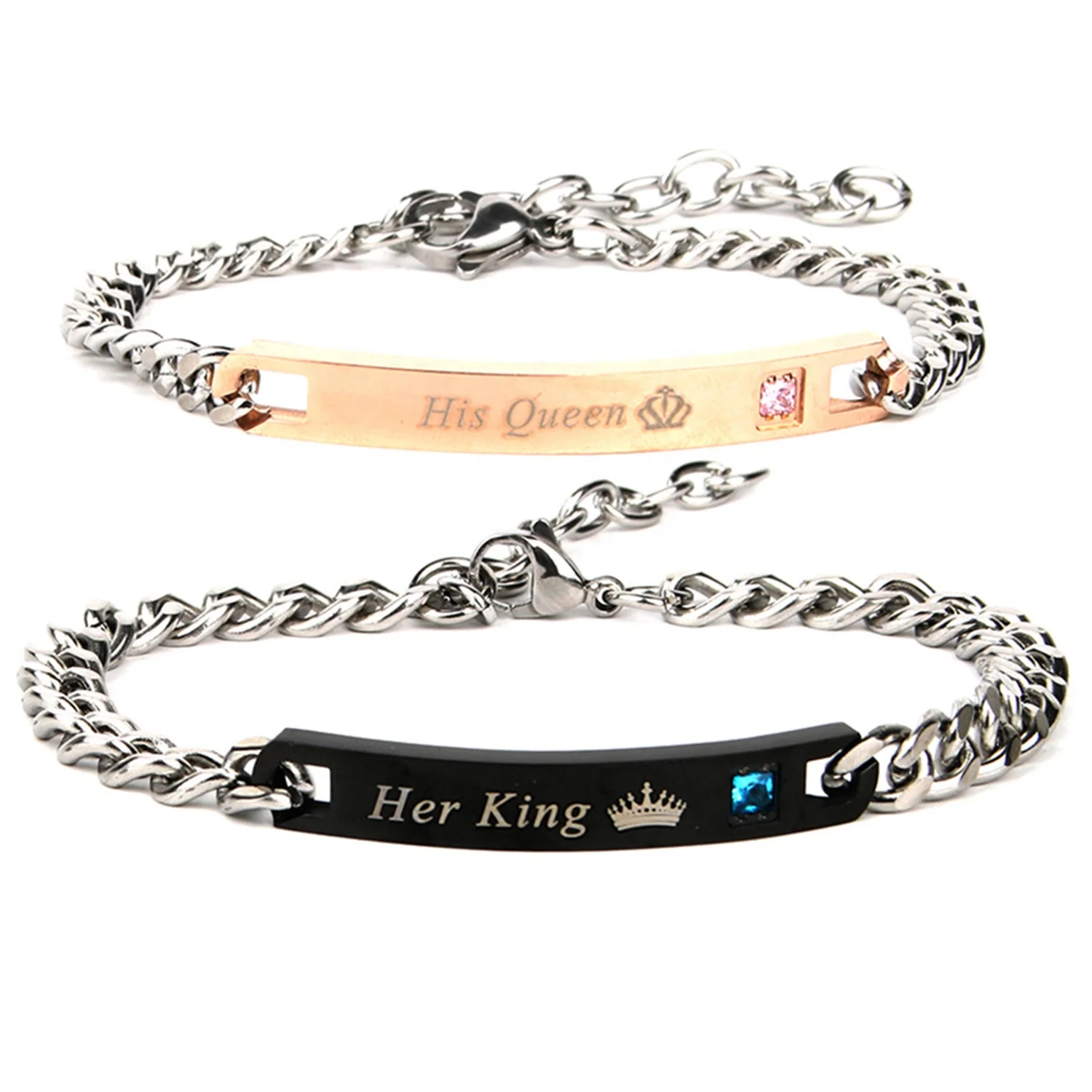 

GTS Stainless Steel His Queen & Her King Bracelet for Couples Valentines Day Gifts Couple Bracelets