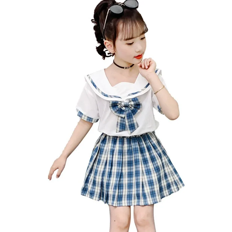 

Children Clothing Boutique Clothes Baby Girls Summer Plaid Dress Outfit Shirt + Skirt 2 Pcs Girls Clothing sets