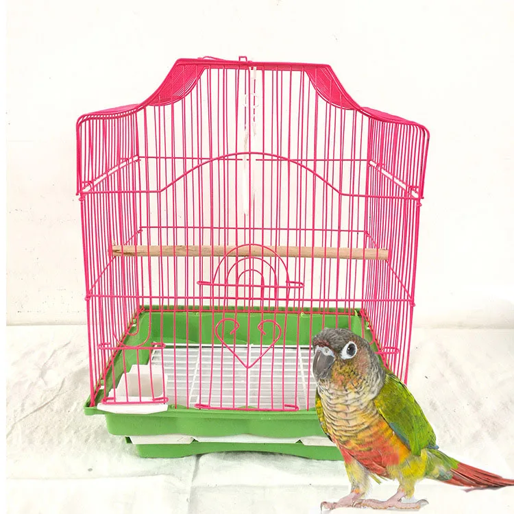 

Hot Selling Top Quality Cold Drawn Steel Wire Bird Cage Bird Breeding Cage Small Bird Cage, Pink/blue