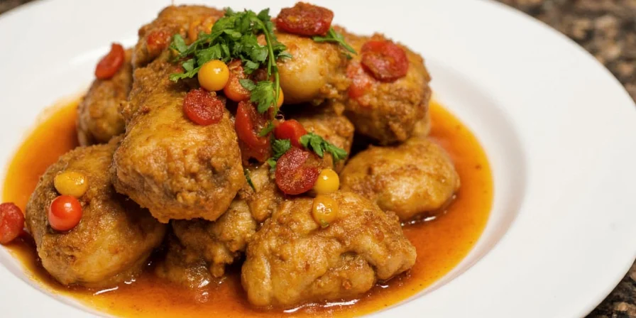 Cooking sofrito chicken in a pot