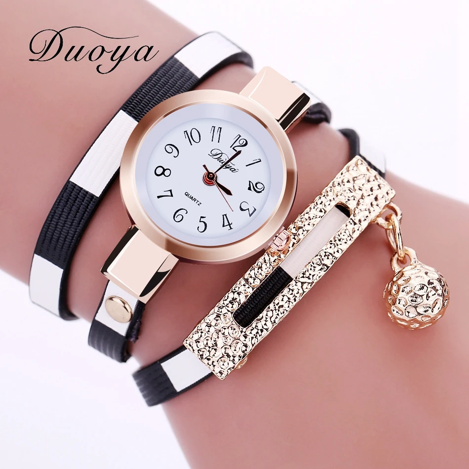 

2019 Duoya Watches Women Luxury Gold Women's Bracelet Quartz Wristwatch Ladies Dress Female Leather Vintage Fashion Wristwatch