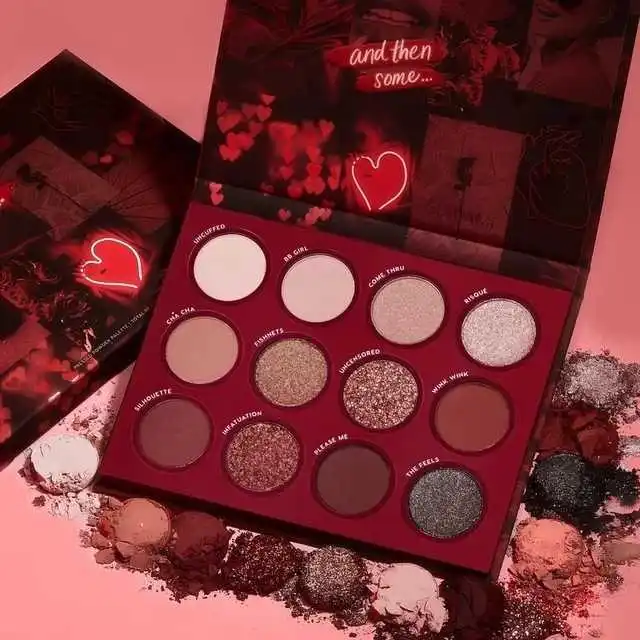

GUICAMI 12 Colors Valentine Eyeshadow Palette Power Matte Pearl Glitter Eye Beauty Makeup Long Lasting Shiny Eyeshadow Palette