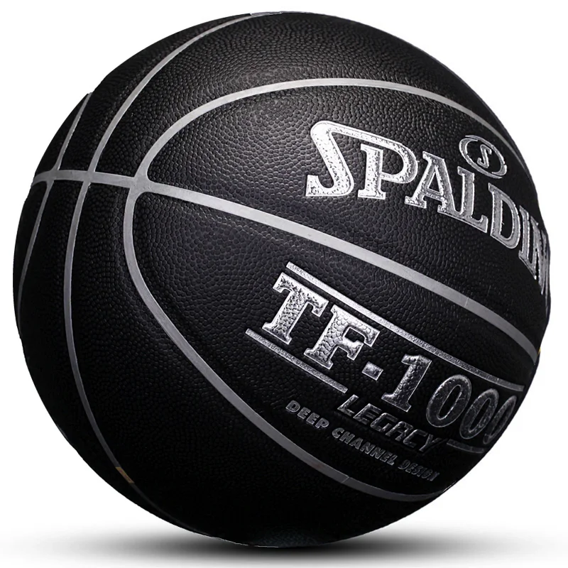 

PU Leather Official Match Standard Size 7 classic black 74-520Y Basketball ball available on concrete floor