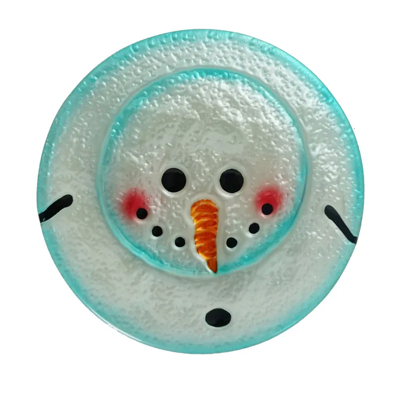 

Liffy Hot Selling Snowman Glass Plate Wholesale OEM customized Pattern Plate