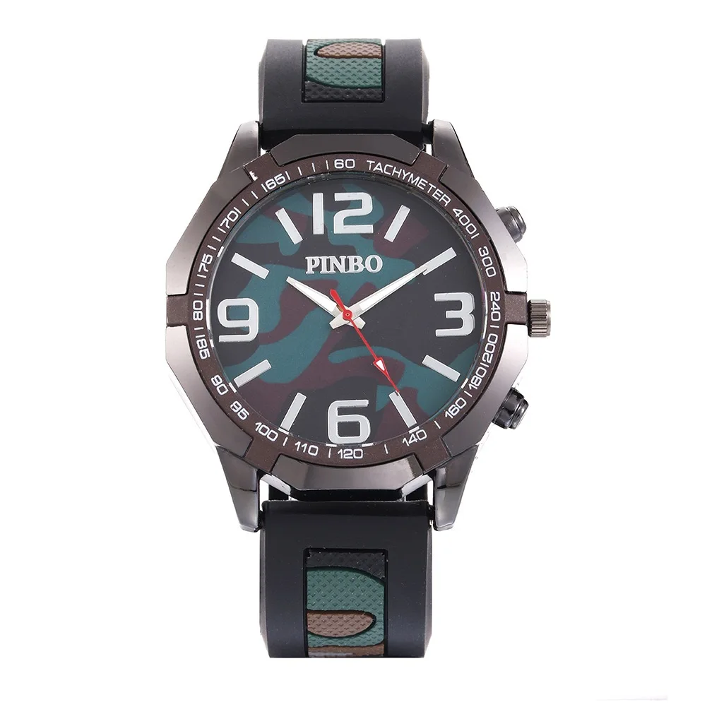 

New military green camouflage fashion silicone men's watch simple student quartz wrist watch reloj, 6 colors