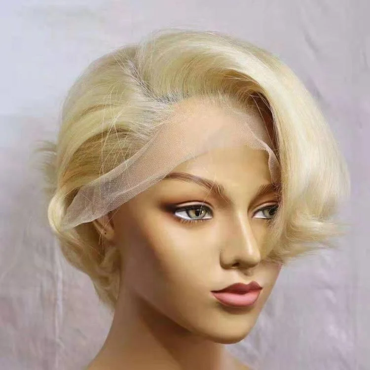 

Highknight 13*4 613 Color Pixie Cut Lace Wig Pixie Cut Wig Human Hair Transparent Lace Front Wigs For Black Women