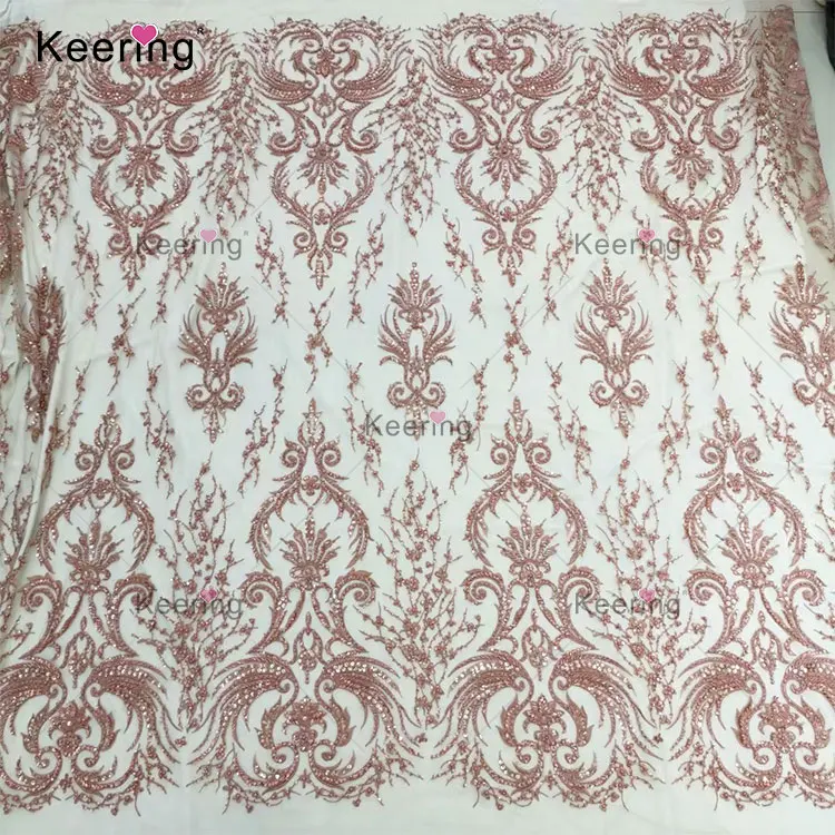 

High quality beaded bridal lace fabrics wholesale WTPA-131