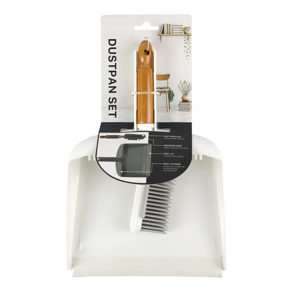 

Bamboo Handle Table Top Dustpan and Brush set with TPR Bristle