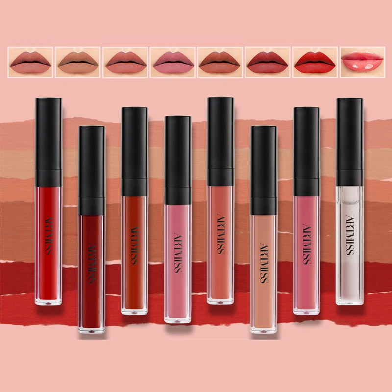 

Nude Red Transparent Lip Makeup NO LOGO Wholesale Waterproof 8 Color Nude Matte Lip Gloss