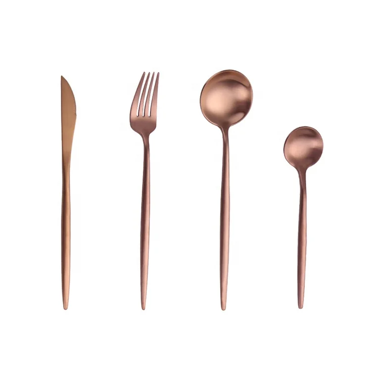 

Hot Selling Products Custom logo Modern Hotel Restaurant Home Matte flatware Stainless Steel Rose gold Cutlery, Customized color