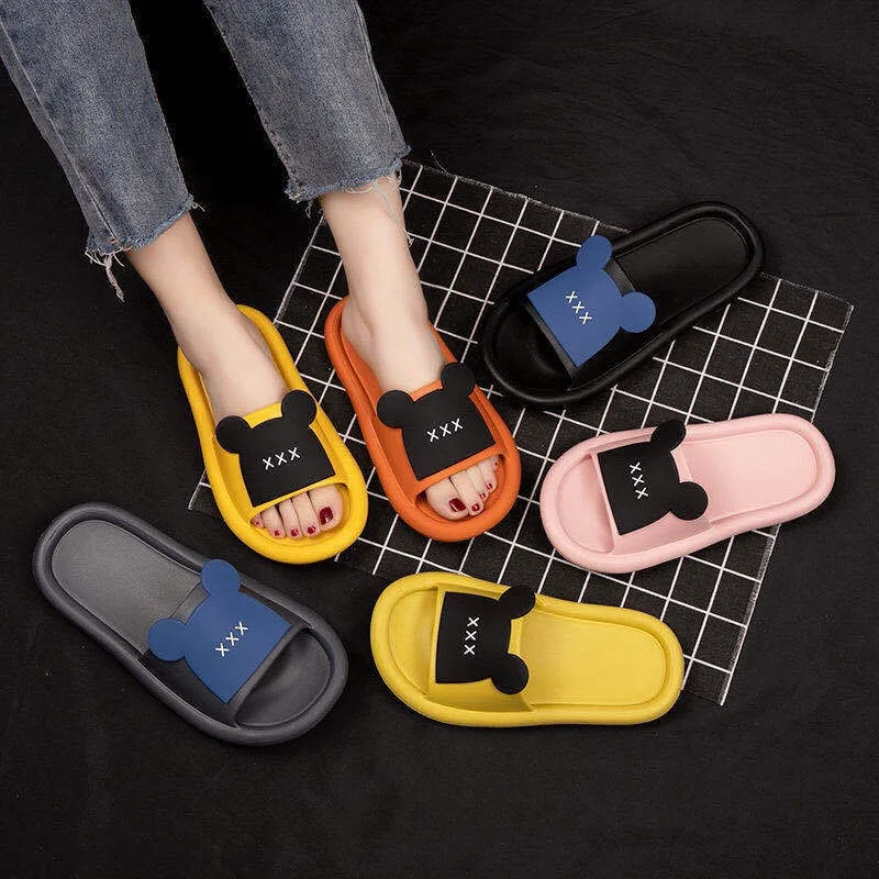 

Summer slippers kids indoor outdoor slippers cartoon pattern girl boy flip flop slide sandals beach children home floor shoes, Yellow, black, pink, orange