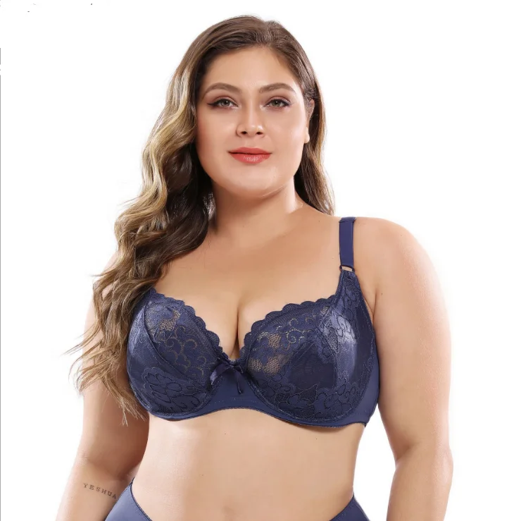 

Europe and the United States DE Large Cup Underwear Thin Fat MM Plus Sexy Bra Set Lace Women Plus Size Bra, Blue,black,white,pink,skin,red