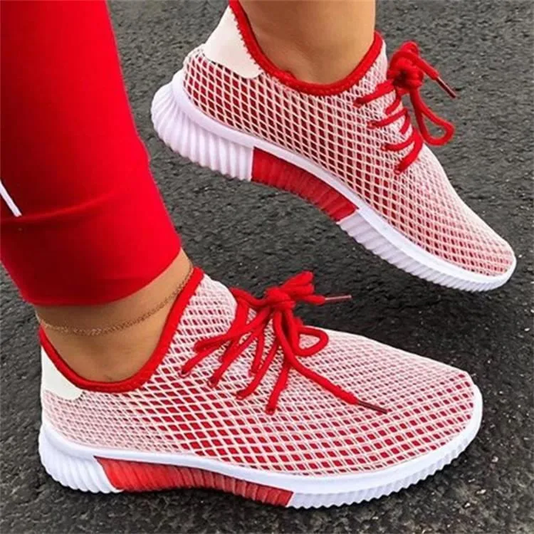 

New Women Casual Flat Shoes Breathable Tenis Shoes Woman Lace Up Female Mesh Comfortable Platform Sneakers Women Zapatos Mujer