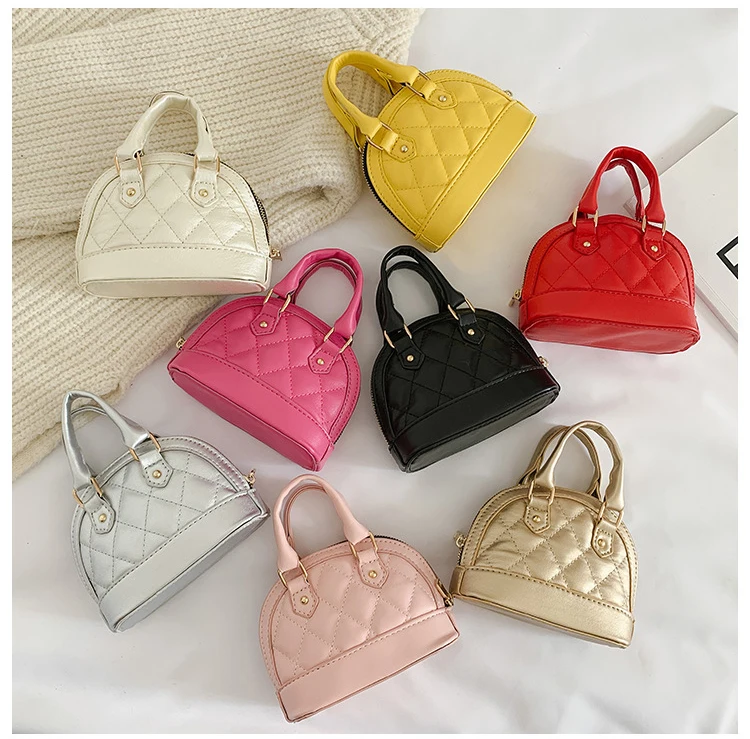 

Fashion Small Kids Girls Cross Body Handbags Pu Leather Diamond Lattice Candy Chain Bag Children Cute Mini Purses and Handbags