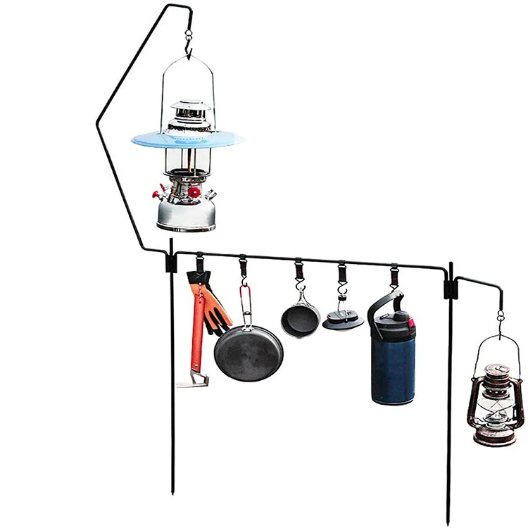 

Outdoor camping folding detachable built-up holder lantern pole lamp standing, Black