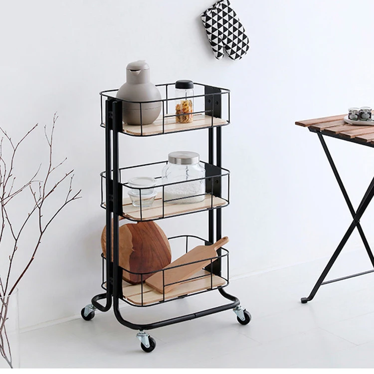 

High Quality Multi-purpose 3 Tier Movable Metal Trolley Organizer Kitchen Home Storage Holder Rack Rolling Trolley Cart/