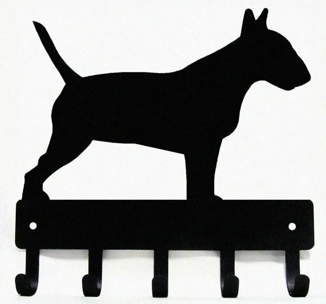 

Bull Terrier Dog - Key Hooks & Keychain Holder-M/lL size Wide Metal Wall Art