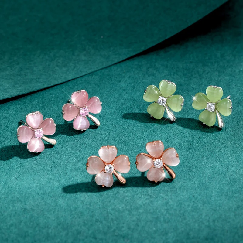 

Aimgal jewelry 925 silver four-leaf clover earrings for women