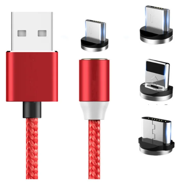 

3 in 1 Magnetic Quick Charging Magnet Kabel 3A 5A Data Cable Magnetic Micro Usb Cabel Charger Cable, Silver / gold / black / red