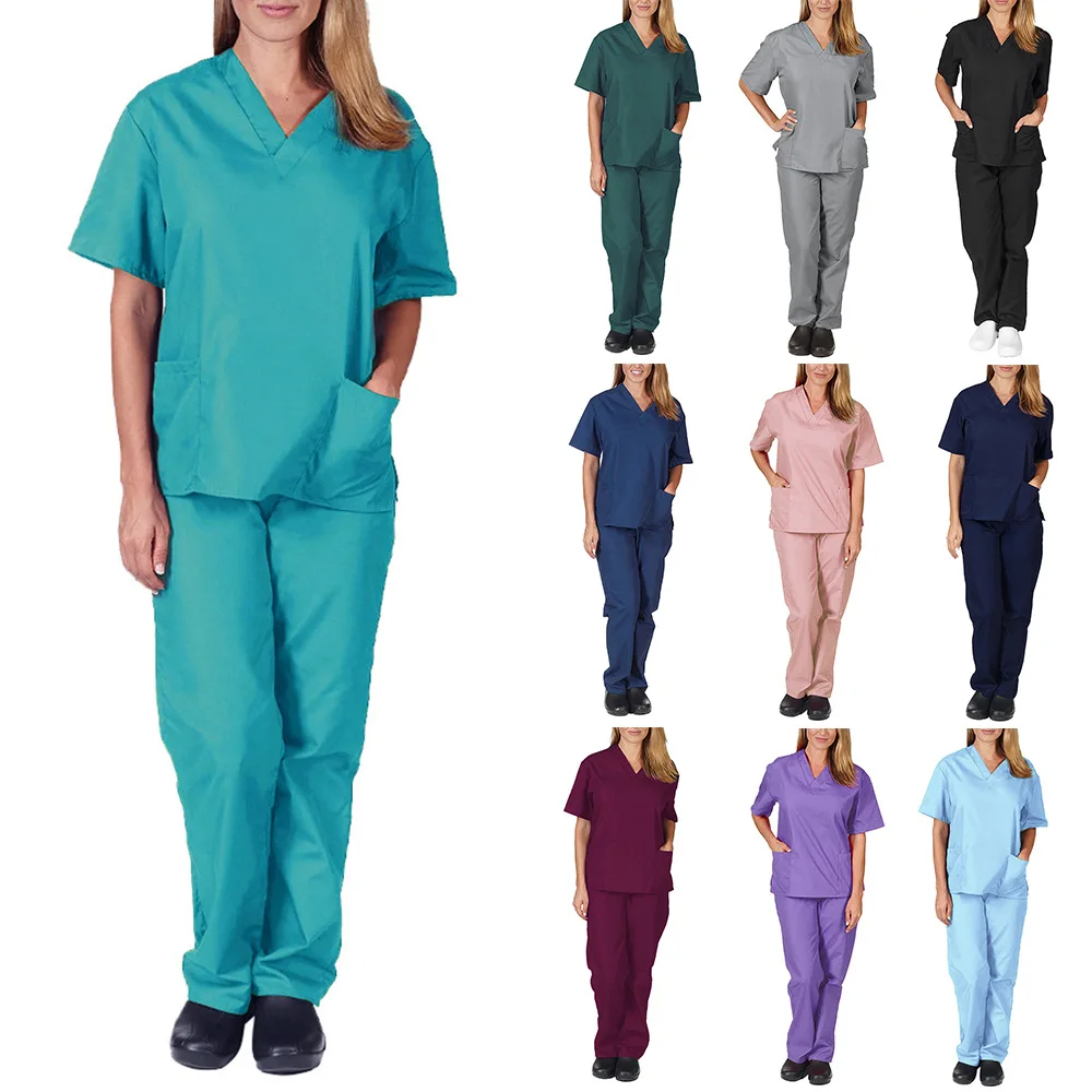 

Short-sleeved doctor's surgical overalls Female nurse overalls stretch and dry quickly hospital uniform