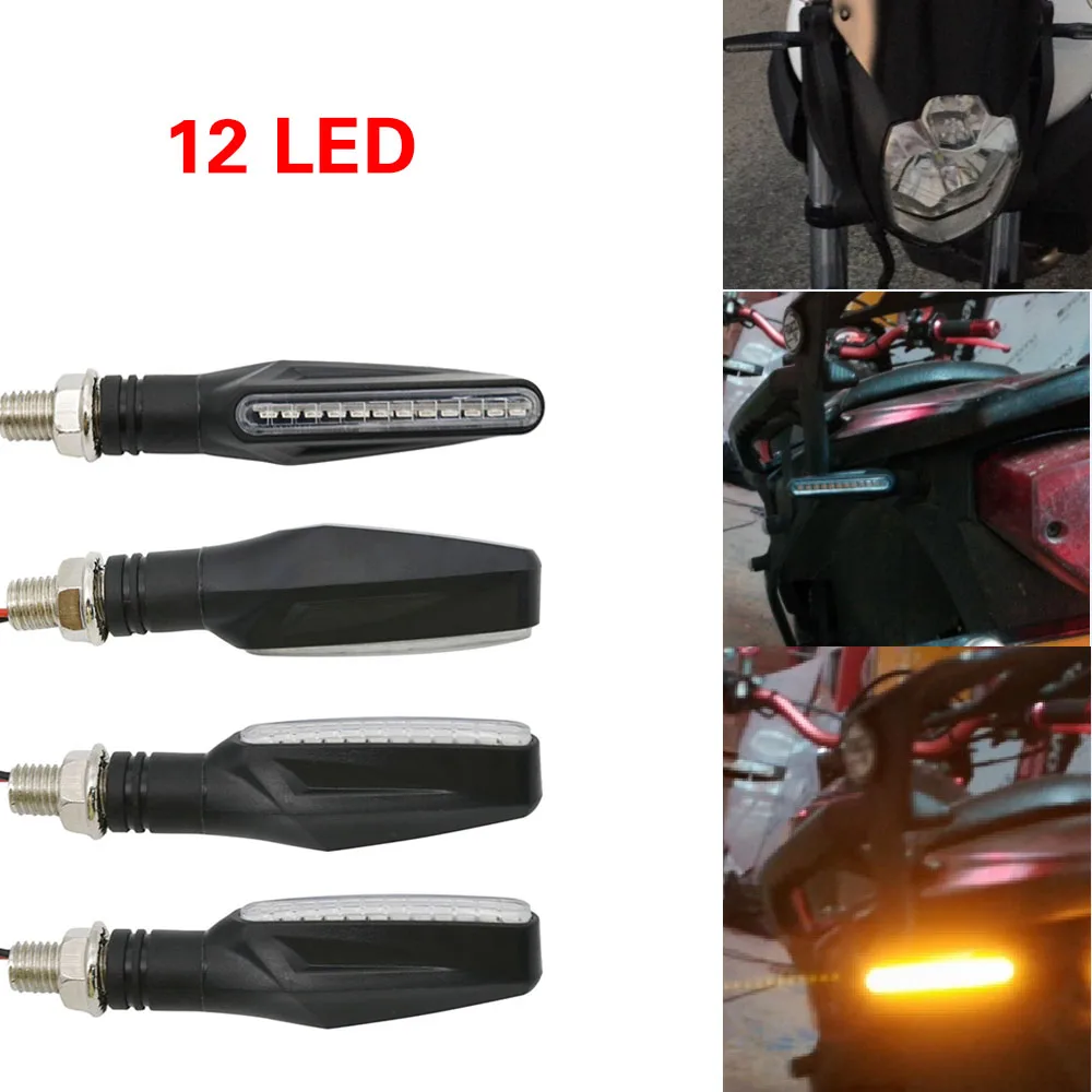 Motorcycle LED Turn Signal Lamp Sequential Flowing Motorbike Turn Signals Indicators Light with Amber Lights