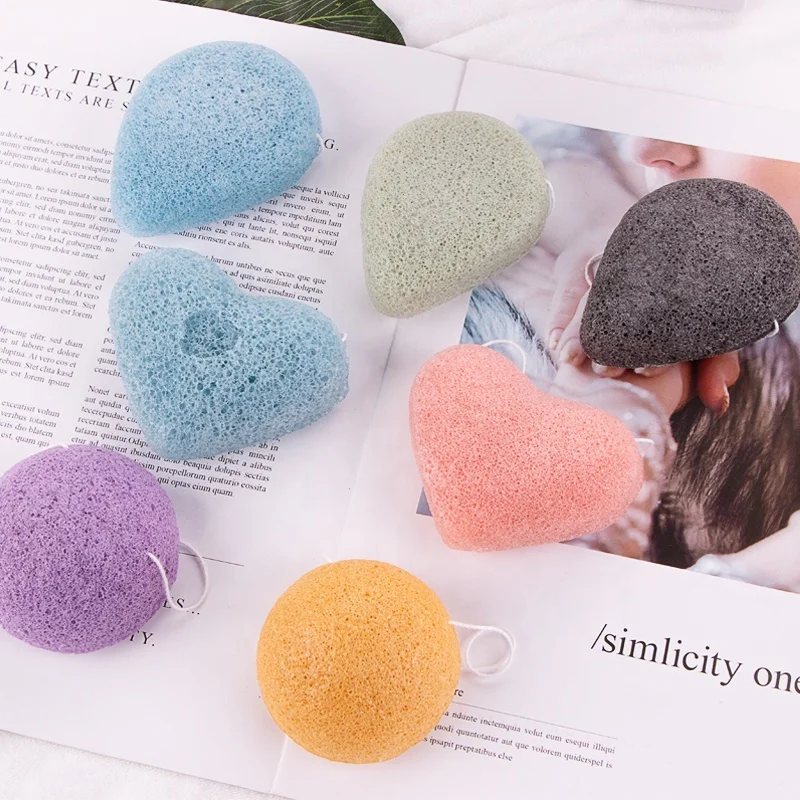 

Custom 100% Natural Various Colors Water Drop Round Heart Shape Pure Natural Konjac Face Sponge For Facial Cleaning, Green, red, blue, black, customized