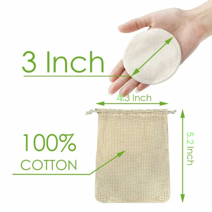 

Eco Friendly Non-Toxic OEM Reusable Organic Bamboo Cotton Charcoal Package Washable Facial Make Up Remover Makeup Cleaning Pads