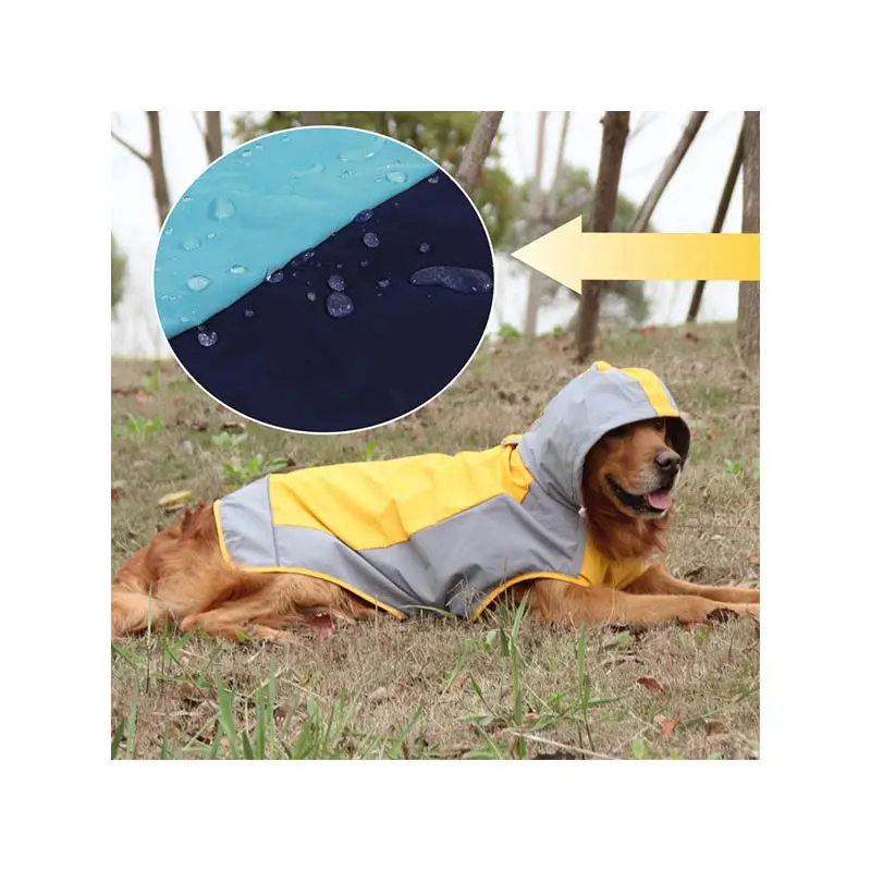 

Hot Selling Breathable Plain Portable Pet Dog Windbreaker, Impermeable para mascotas Reflective Blue Dog Hoodie Rain Jackets, Yellow, green, blue