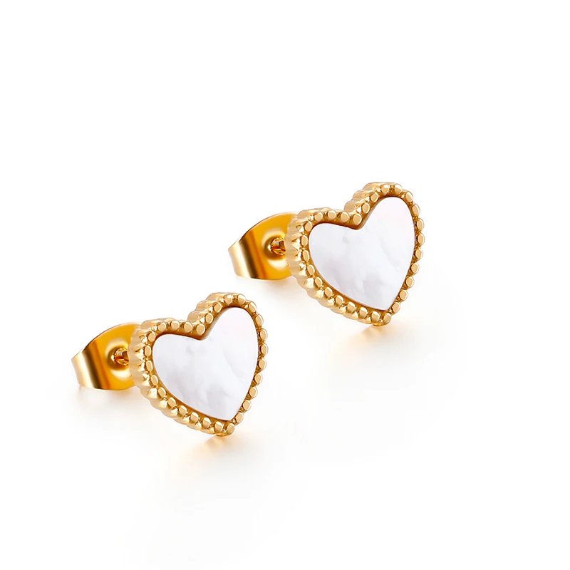 

Manufacturer Supply Jewelry Accessories Women Stainless Steel Shell Heart Earrings, Gold/rose gold