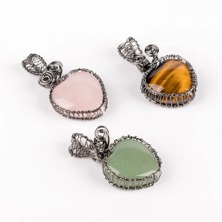 

New Products Healing Crystals Spiritual Heart Necklace Pendant Charm