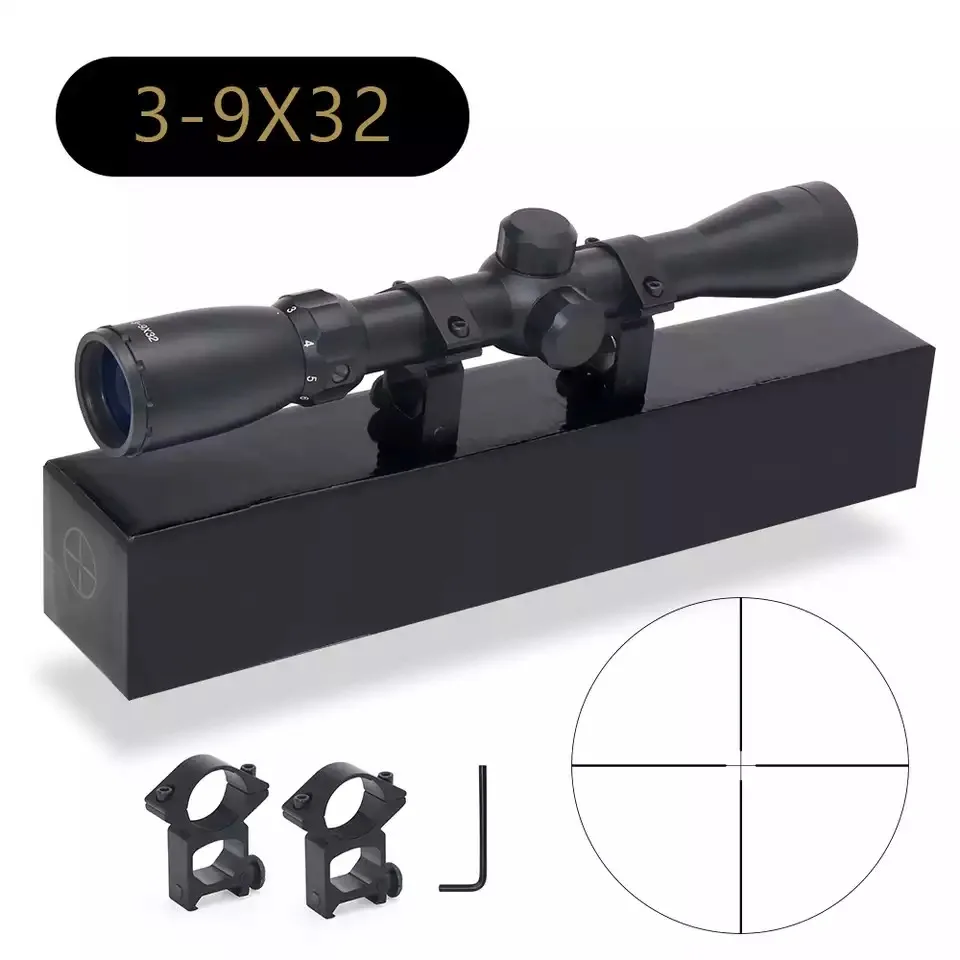 

Tactical 3-9X32 Optics Riflescopes Rangefinder or Mil Dot Reticle Crossbow Airguns Hunting Rifle Scope with Mount Rings, Matte black