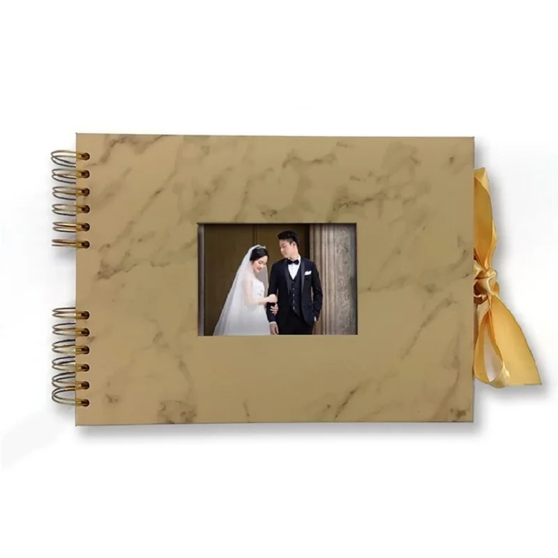 product-Dezheng-Guangzhou photo album manufacturer spiral bound DIY marble leather photo album for 5-2