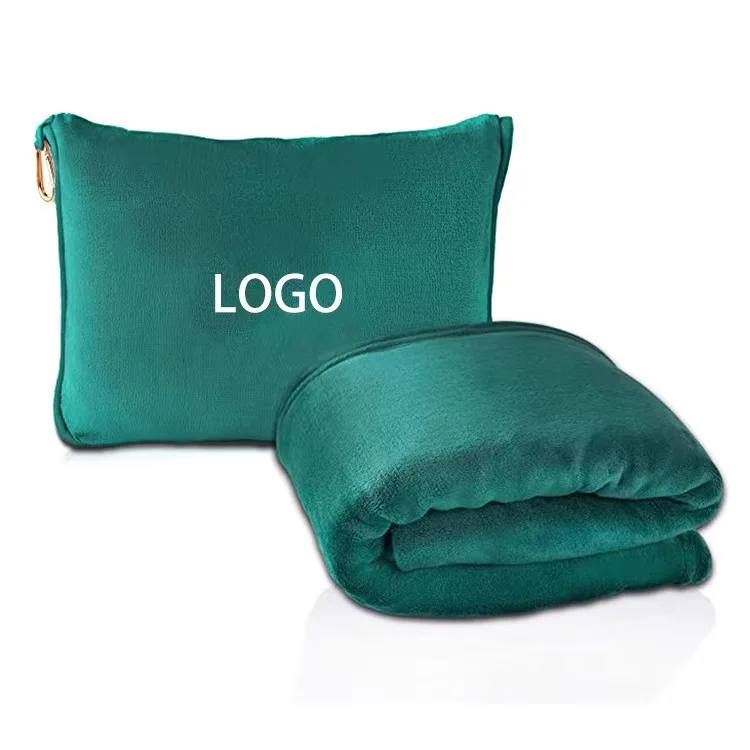 Irini 3Colors Premium Skin-friendly Soft Woven Flannel Fleece Custom Logo Heated Portable 2-in-1 Travel Airplane Character