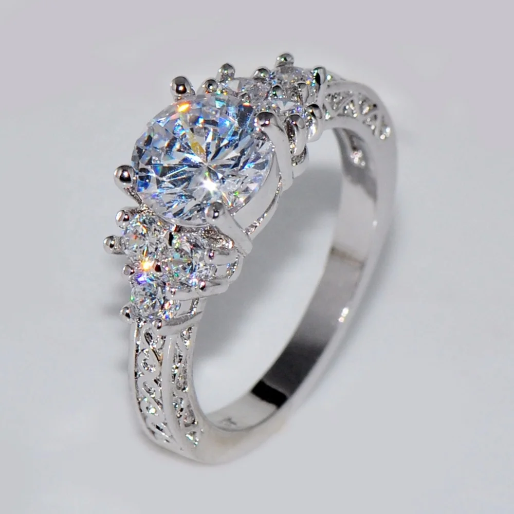 

Boho Female Crystal CZ Stone Ring Vintage Stainless Steel Women Wedding Rings Fashion Promise Yellow Gold Engagement Ring