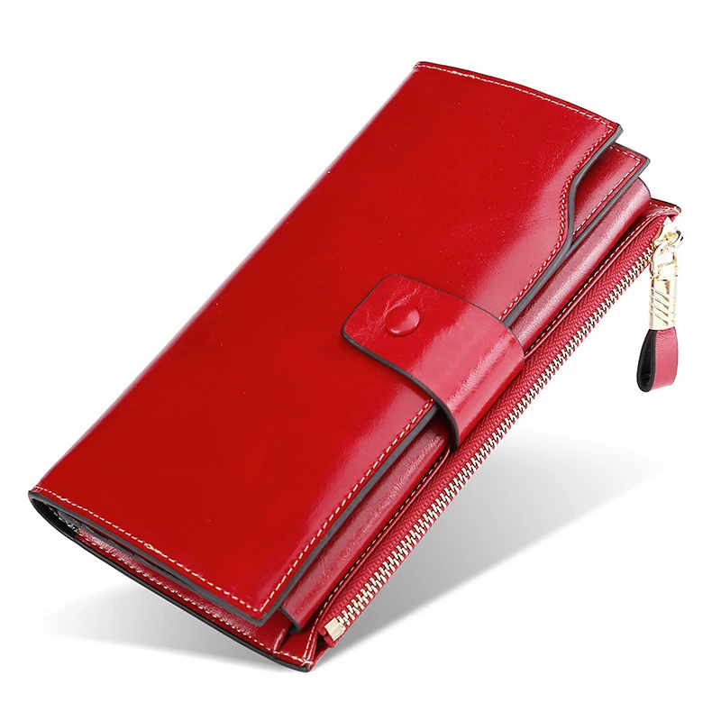 

Women Wallets Genuine Leather High Quality Long Design Clutch Cowhide RFID Blocking Wallet High Quality Fashion Female Purse